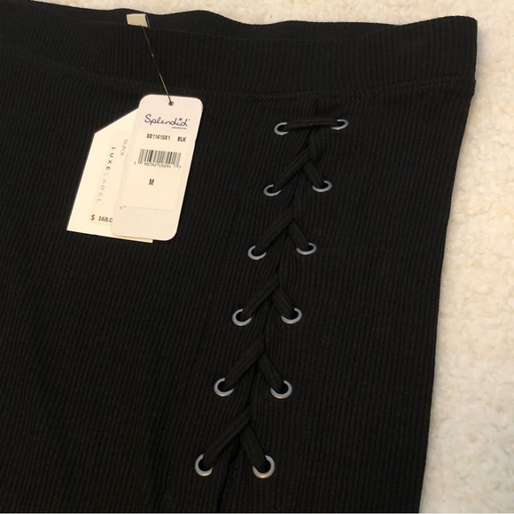 NWT Splendid Black Ribbed Asymmetrical Wrap Skirt - Picture 2 of 6